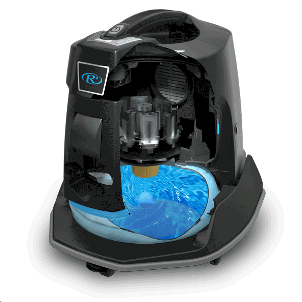 Rainbow SRX water filtration animation showing dirty particles going in and clean air coming out